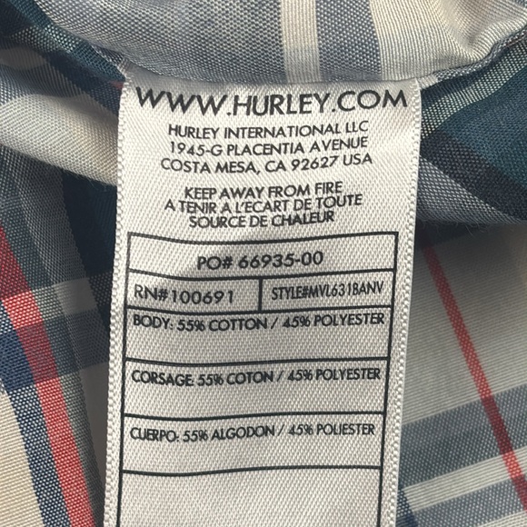 Hurley‎ Men’s Medium Plaid Shirt – Casual, Streetwear, Layered - Picture 8 of 8